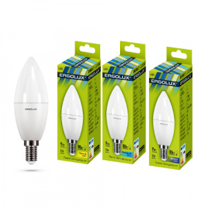 Лампа светод. Ergolux "Свеча" LED-C35-9W-E14-6K (9Вт 172-265В) (1/10/100)