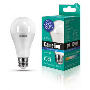 Лампа светод. Camelion "Груша" LED20-A65/865/E27 Basic (20Вт 220В) (1/10/100)