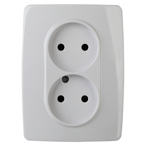 12-2107-01  ЭРА Розетка 2X2P, 16A-250В, IP20, Эра12, белый (10/100)