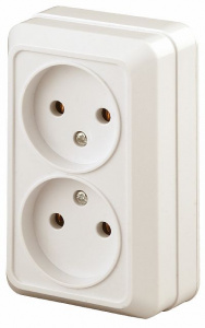 Розетка 2х2P 2-203-02 Intro, 16АХ-250В, ОУ, Quadro, сл.кость