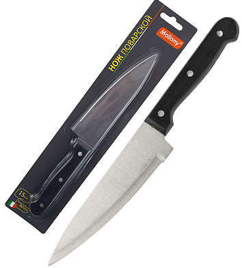 Нож с бакелитовой рукояткой MAL-01B-1, поварской малый, 15 см