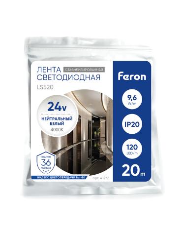 Лента светодиодная 120SMD(2835)/м 9.6Вт/м 24V 20000*10*1.22мм 4000К IP20, LS520 FERON