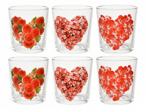 Набор стаканов 6шт "Цветочное сердце" 250мл 05с1249