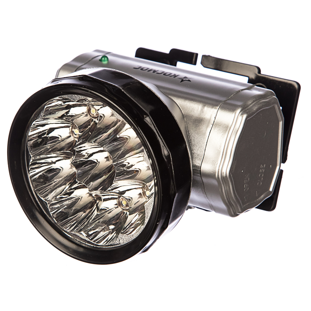 Фонарь налобный аккумуляторный KOCAccuH10LED, 10 LED, аккум. 3 АА, 140Lm, 12 часов, Космос
