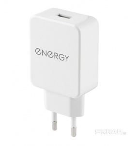 Сетевое зарядное устройство Energy ET-32, 2,1А, цвет - белый