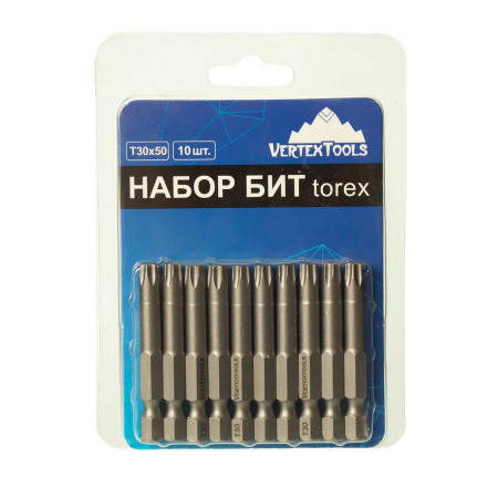 НАБОР БИТ T30X50 VERTEXTOOLS 10 предм.