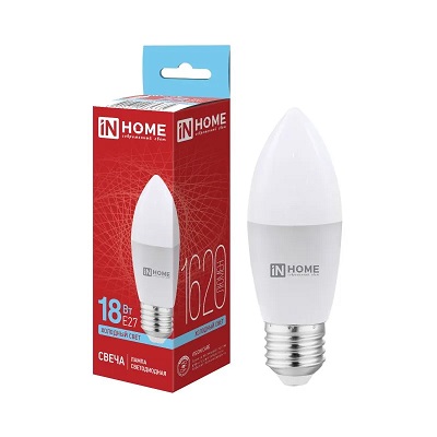 Лампа светодиодная LED-СВЕЧА-VC 18Вт 230В E27 6500K 1620Лм IN HOME (10/100)