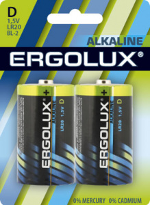 Ergolux..LR20 Alkaline BL-2 (LR20 BL-2, батарейка,1.5В) (2 !!!/12/96)