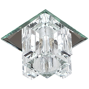 DK2 SL/WH Светильник ЭРА декор "хрустальнй куб с вертик столб." G9,220V, 40W, зеркальный/прозрачный