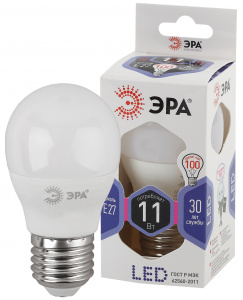 Лампа светод. ЭРА "Шар" LED P45-11W-860-E27 (11Вт 220В)