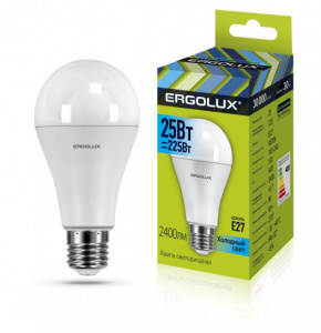 Ergolux LED-A65-25W-E27-4K (Эл.лампа светодиодная ЛОН 25Вт E27 4500K 180-240В) (1/10/100)