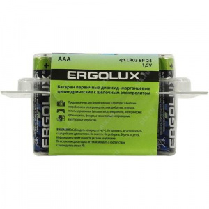 NEW Ergolux  LR03 Alkaline BP-24 (LR03 BP-24, батарейка,1.5В) (1/24/480)