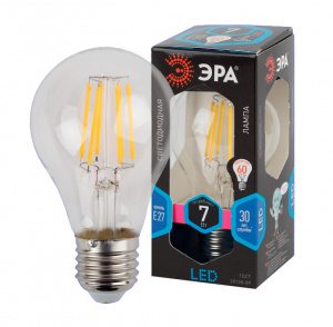 Лампа светодиодная филамент ЭРА F-LED A60-7W-840-E27