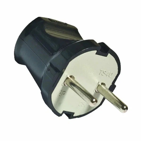 Вилка UNIVersal б/з черная 6А 250В (50/500)