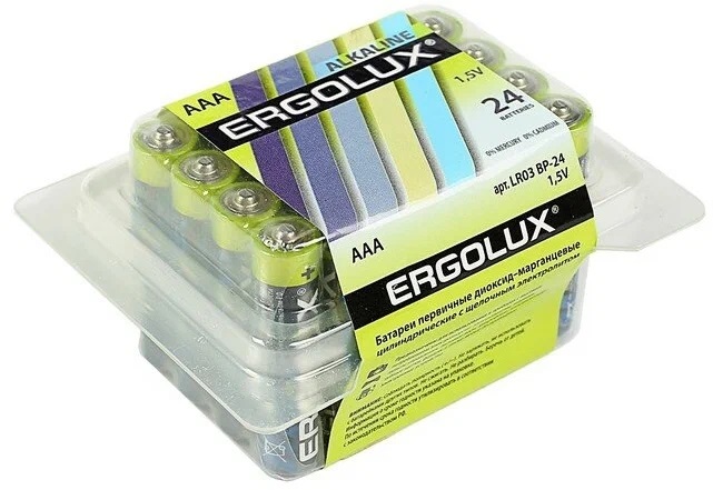 NEW Ergolux  LR03 Alkaline BP-24 (LR03 BP-24, батарейка,1.5В) (24шт!!/480)