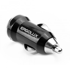 ERGOLUX ELX-CA01P-C02 ПРОМО (Автомобильный адаптер 1USB, 12В, 5V/2А, LED, Черный, Пакет ) (1/10/240)