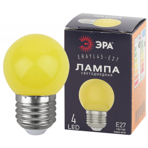 Лампа светодиодная ЭРА STD ERAYL45-E27 E27 / Е27 1Вт шар желтый для белт-лайт